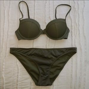 Green two piece bathing suit